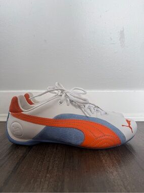 Puma Speedcat Leather Driving Shoes White Blue Orange EU 38